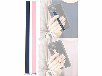 PEARL 2er-Set Universal-Finger-Handyhalterung aus Silikon, blau+pink, 210 mm