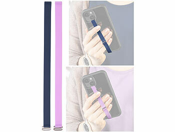 PEARL 2er-Set Universal-Finger-Handyhalterung, Silikon, blau + lila, 200 mm