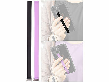 PEARL 2er-Set Universal Finger-Handyhalterung, Silikon, schwarz+lila, 230 mm