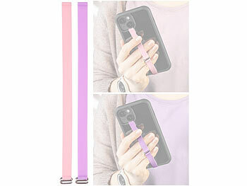 PEARL 2er-Set Universal-Finger-Handyhalterung, Silikon, pink + lila, 200 mm