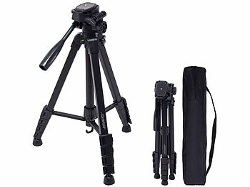Kamerastativ: Somikon Kamera-Stativ aus Aluminium, 3-Wege-Kopf, 52 x 60 x 185 cm