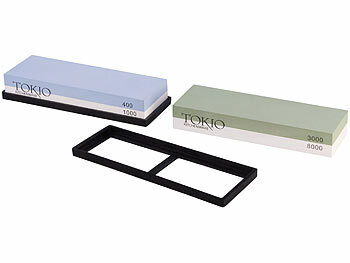 TokioKitchenWare Messer-Schleifstein-Set mit 4 Körnungen,  400 / 1000 / 3000 / 8000