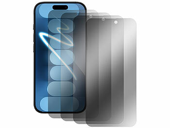 Display-Folie: Somikon 4er-Set Schutzfolien, gehärtetes Glas, iPhone 16 ProMax