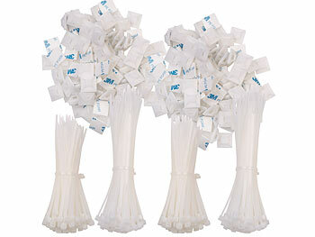 AGT 400er-Set UV-beständige Kabelbinder mit Sockel, weiß 