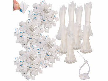 Kabelbinder Wandhalter: AGT 800er-Set UV-beständige Kabelbinder mit Sockel, weiß