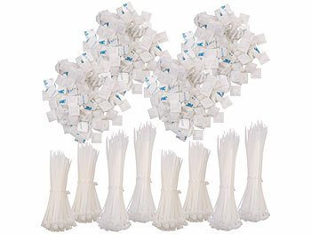 AGT 800er-Set UV-beständige Kabelbinder mit Sockel, weiß