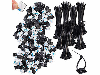 Kabelbinder Klebesockel: AGT 800er-Set UV-beständige Kabelbinder mit Sockel, schwarz