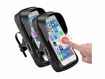 Handytasche: PEARL sports 2er-Set Wasserfeste Fahrrad-Smartphonetasche mit Regenhaube, bis 7"