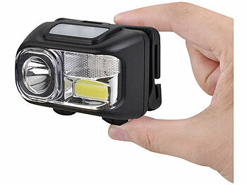 KryoLights LED-Akku-Stirnlampe, 200m, 3W, 4 Modi, Sensor, Rotlicht, dimmbar