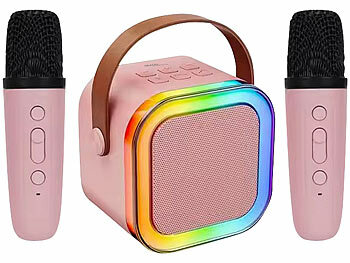 auvisio 2er set Karaoke-Maschine mit 2 Mikrofonen,RGB-LEDs,Bluetooth,USB,micro 