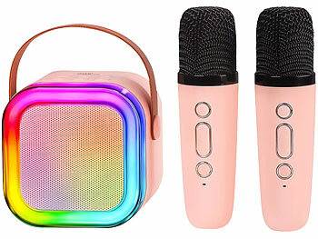 auvisio 2er set Karaoke-Maschine mit 2 Mikrofonen,RGB-LEDs,Bluetooth,USB,micro 
