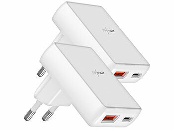 USB Netzteil kompakt: revolt 2er-Set flache USB-Netzteile mit USB-C PD 20W, USB-A Quick Charge 18W 