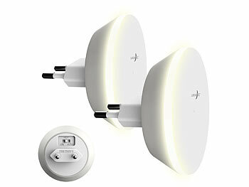 dimmbares Nachtlicht: Lunartec 2er Steckdosen-Nachtlicht mit indirekter Beleuchtung rund