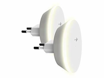 Lunartec 2er Steckdosen-Nachtlicht mit indirekter Beleuchtung rund