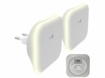 CCT-Nachtlichter: Lunartec 2er-Set Steckdosen-Nachtlicht, indirekte Beleuchtung, Dämmerungssensor 