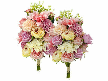 Kunstblumen Gesteck: infactory 2er-Set künstliche Blumensträuße mit Stiel für DIY-Blumenarrangements