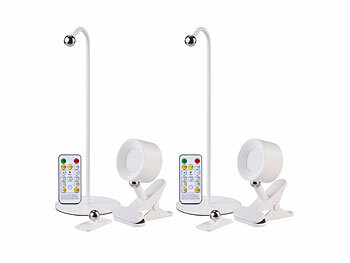 LED Tischleuchte dimmbar: Lunartec 2er-Set 3in1-Akku-Magnet-Leuchten mit Tisch-, Wand- und Klemmhalterung