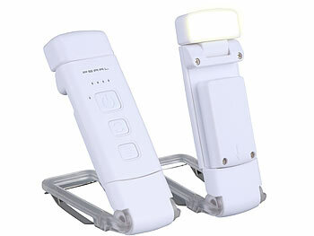 Leseleuchte Bett: PEARL 2er-Set klappbare Akku-LED-Leselampen mit Clip, 200 mAh, dimmbar