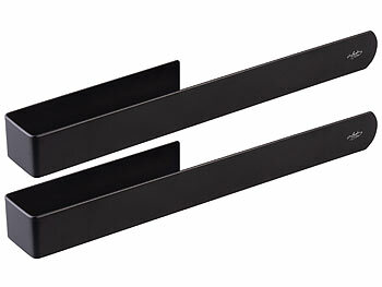 Geschirrhandtuchhalter: infactory 2er-Set Handtuchhalter, ohne Bohren, selbstklebend, 37 cm, schwarz