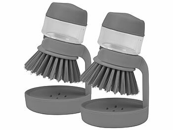 Geschirrreinigungsbürste: Sichler 2er-Set Spülbürste mit Spülmittelspender und Abtropfhalterung