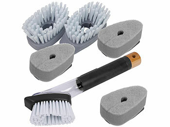 Spülbürsten Sets: Sichler Spülbürste mit Spülmittelspender, je 2 Ersatz-Bürstenköpfe & -Schwämme