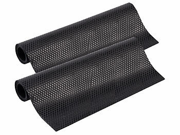 Kühlschrankunterlage: Rosenstein & Söhne 2er-Set Schubladen-Antirutschmatte,lebensmittelecht,30x150cm,schwarz