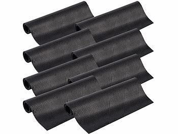 Küchenregaleinlagen: Rosenstein & Söhne 8er-Set Schubladen-Antirutschmatte,lebensmittelecht,30x150cm,schwarz 