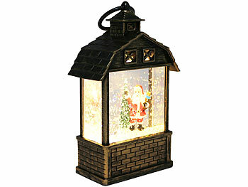 Deko-Laterne Weihnachten: infactory LED-Weihnachtslaterne mit Weihnachtsmann & Schneeglitzer