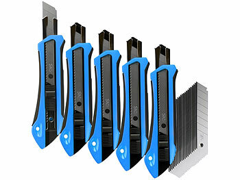 Cutter-Messer: AGT 5er-Set Cuttermesser mit 20 Ersatzklingen aus SK5-Stahl, 18 mm