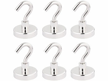 starke Magnet-Haken: infactory 6er-Set Magnethaken, je 38 kg Haftkraft , 32 mm Durchmesser