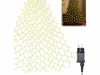 Lunartec Lichternetz: Weihnachtsbaum-Überwurf-Lichterkette, 16 Stränge, 400 LEDs, 2,5m, 230V (Lichtervorhang)