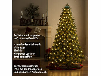 Lunartec Lichtervorhang: Weihnachtsbaum-Überwurf-Lichterkette, 16 Stränge, 400 LEDs, 2,5m, 230V (Christbaum-Überwurf Lichterkette)