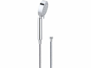 BadeStern Duschkopf mit 2-Meter-Schlauch, wassersparend, Druckerhöhung, grau