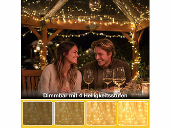 SPORWAY Luci Stringa LED Esterno, 20M 200 LED Catena Luminosa Natale Decorative 8 Modalità, Luce LED IP44 Impermeabile per Feste, Matrimoni, Natale, Giardino, Cortile, Festa (Bianco Caldo