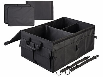 Lescars 2er-Set Kofferraum-Organizer, Fächer & Deckel, 65 Liter, Anti-Rutsch