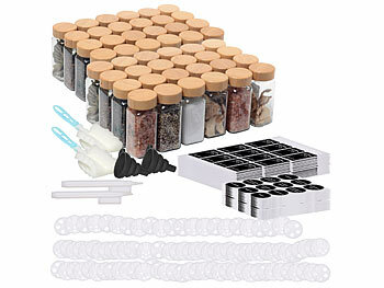 Gewürzgläser für Küchen: Rosenstein & Söhne 48er-Set Gewürzgläser mit Bambusdeckel, je 120 ml, 480 Etiketten 