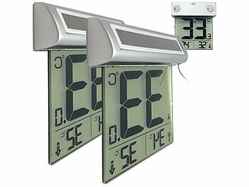 LCD-Thermometer: infactory 2er-Set digitale Fensterthermometer, großes Display, Außentemperatur