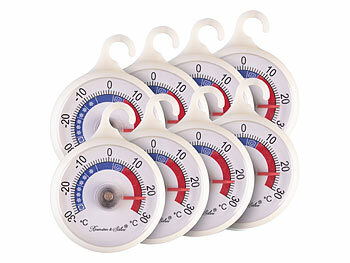 Kühlschrank Thermometer: Rosenstein & Söhne 8er-Set Gefrier- & Kühlschrankthermometer, farbige Zonen, 51mm Anzeige