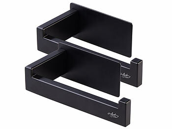 infactory WC-Papierspender: 2er-Set Toilettenpapierhalter, ohne Bohren, selbstklebend, schwarz (WC Rollenhalter Edelstahl)