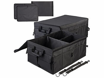 Auto-Aufbewahrungsbox: Lescars 2er-Set Kofferraum-Organizer, Fächer & Deckel, 65 Liter, Anti-Rutsch