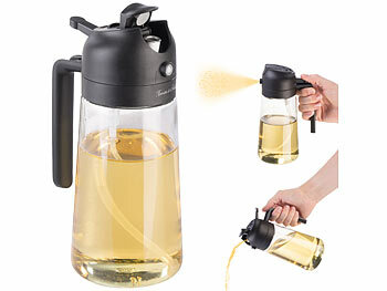 Rosenstein & Söhne 2er-Set 2in1-Ölspender und Ölsprüher für Kochen u.v.m., Glas, 470 ml 