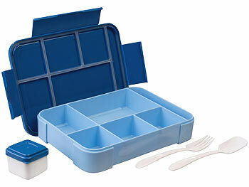Rosenstein & Shne Brotdose mit 5 Fchern, kleine Soenbox, 1300 ml, Gabel  & Lffel, blau