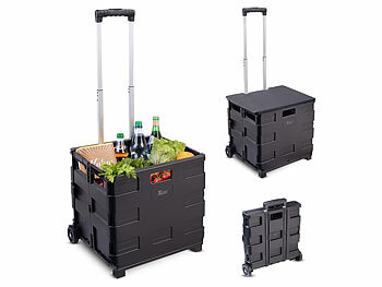 Trolley: Xcase Klappbarer Einkaufstrolley, Teleskop-Griff, Deckel, 2 Rollen, bis 35kg