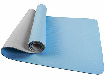Fitness-Yoga-Übungsmatte: newgen medicals Doppelseitige TPE-Yoga- & Gymnastikmatte mit Tragegurt, 183 x 61 cm