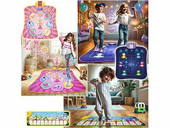 Musik-Tanzmatte: Playtastic 3er-Set Kinder-Klavier-, Tanz- und Musikmatten mit LED-Feldern 