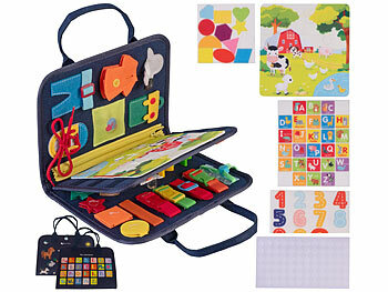 Kleinkind-Spielzeug: Playtastic Kinder-Motorik-Spielbuch mit 4 Seiten, 6-Teile-Puzzle, 3 Motivkarten