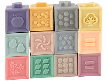 Kleinkind-Spielzeug: Playtastic 12er-Set Bausteine mit verschiedenen Texturen, ab 6 Monaten, BPA-frei