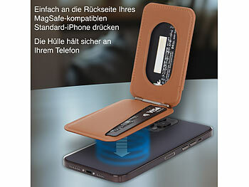 Xcase 2er-Set Kartenhalter für iPhone, MagSafe-kompatibel, schwarz & braun