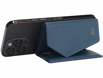 Xcase 2er-Set Kartenhalter & Geldbörse für iPhone, MagSafe, 4 Karten, blau