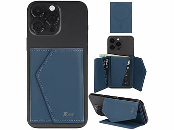 Xcase 2er-Set Kartenhalter & Geldbörse für iPhone, MagSafe, 4 Karten, blau